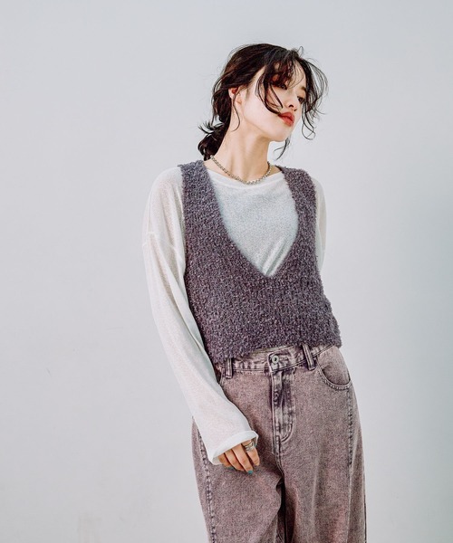 ベスト ジレ GREY LABEL ペーパーヤーンニットベスト レディース セール】GREY LABEL ペーパーヤーンニットベスト（ベスト
