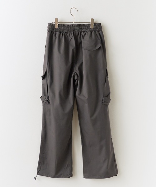 グレー カーゴパンツ ドローコード付き-よページ Chick ワイドパンツ カーゴパンツ Cargo pants / ドローコード付き