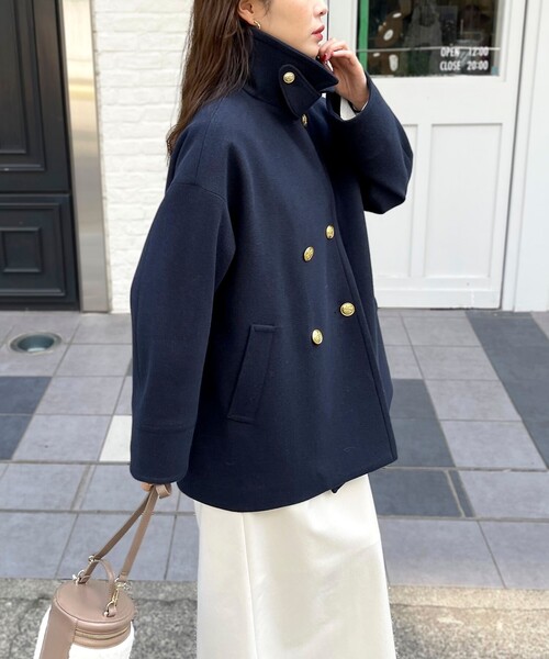 フレディエミュ　ネイビー　ピーコート　サイズ38 fredy emue（フレディエミュ） ピーコート 38 ネイビー レディース