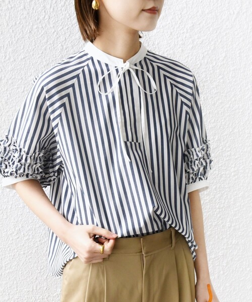 「SHIPS any」 半袖ブラウス ONE SIZE ネイビー レディース SHIPS any 「SHIPS any」 半袖ブラウス ONE SIZE ネイビー