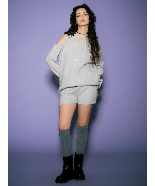M_ ミックスニットショートパンツ アンダーバー MOUSSY パンツ MIXニットショートパンツ レディース moussy m_ エム