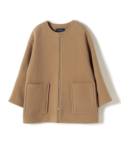 【新品】シソラス　ノーカラージャケット単品　38 ベージュ SHIPS（シップス） ノーカラーコート 38 ベージュ レディース
