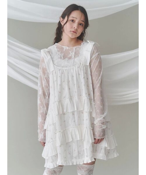 merry jenny tシャツ シアーレースコンビtops レディース