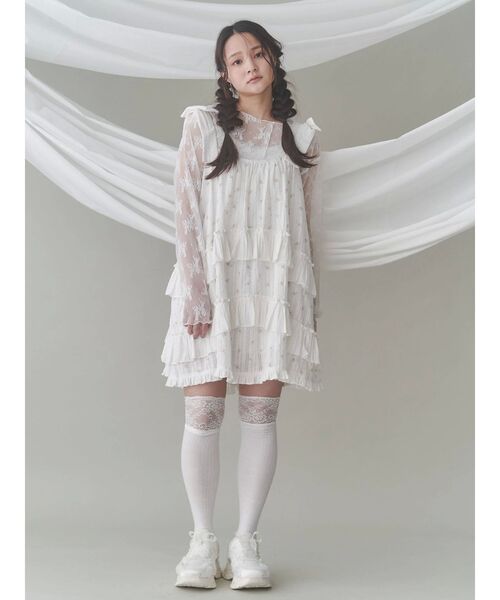 tシャツ レースコンビネーションTシャツ レディース merry jenny tシャツ シアーレースコンビtops レディース
