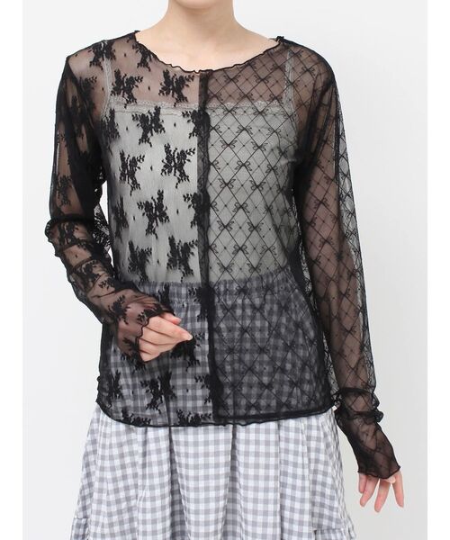 merry jenny tシャツ シアーレースコンビtops レディース