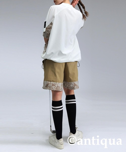 ちゃむ antiqua パンツ 「STCH」ペイズリー柄ハーフパンツ レディース