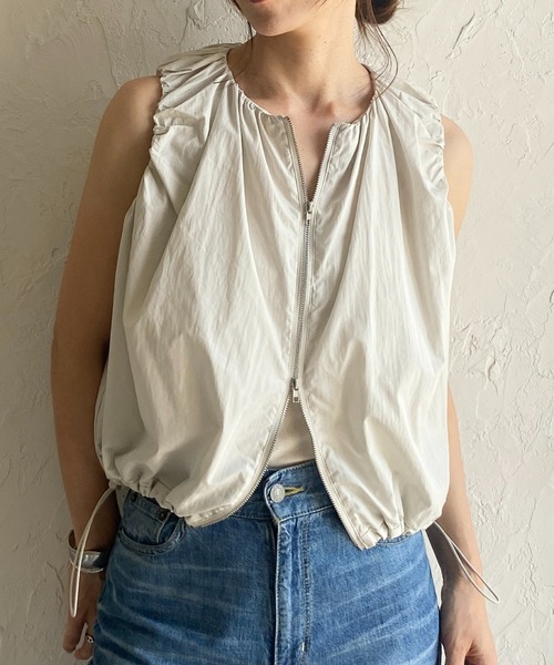 She's Closet ベスト ジレ ショート丈 ダブルジップ シャーリング