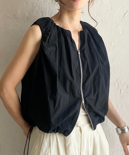 She's Closet ベスト ジレ ショート丈 ダブルジップ シャーリング