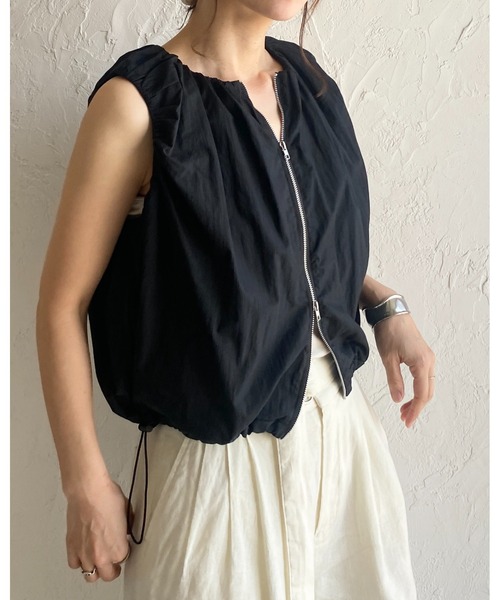 She's Closet ベスト ジレ ショート丈 ダブルジップ シャーリング