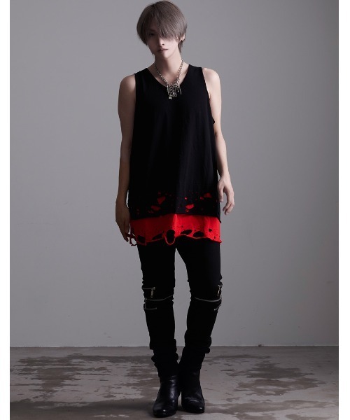 y2k civarize ダメージ レイヤード タンクトップ v系 お兄系 civarize ダメージ レイヤー タンクトップ - メルカリ