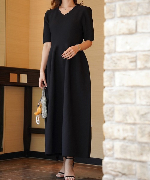 ワンピース h 3サイズ展開XS-M】ウエストシェイプ配色ステッチワンピース【低