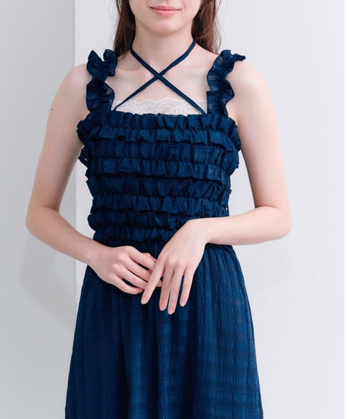 OLIVE des OLIVE フリルシャーリングワンピース S OLIVE des ワンピース フリルシャーリングワンピース : ZOZOTOWN