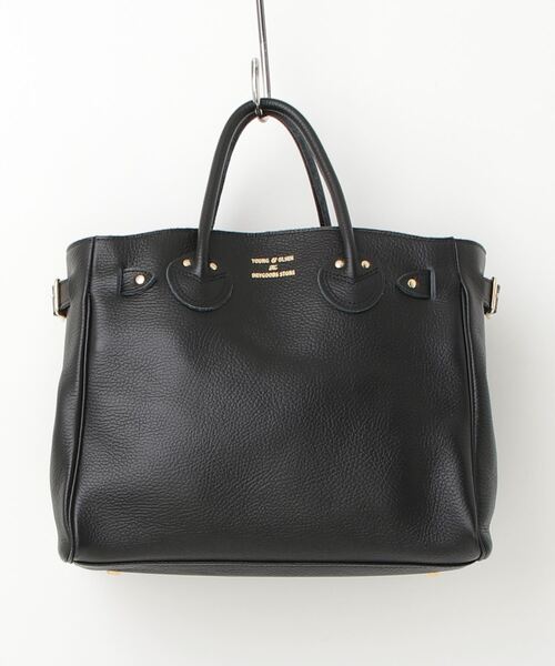 YOUNG OLSEN ブラック ハンドバッグ セール】【YOUNG&OLSEN】EMBOSSED LEATHER TOTE XS
