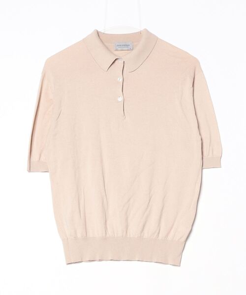 「JOHN SMEDLEY」 半袖ポロシャツ M ベージュ レディース