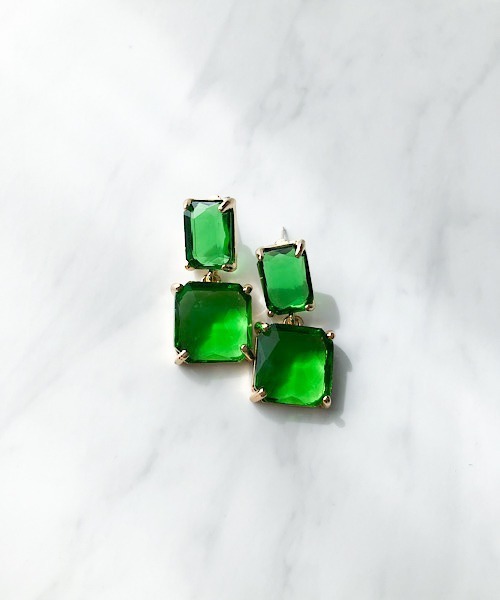 TIMELESS&THREE（タイムレスアンドスリー） ピアス クリアグリーン