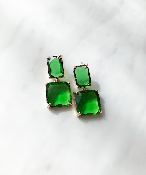 TIMELESS&THREE（タイムレスアンドスリー） ピアス クリアグリーン