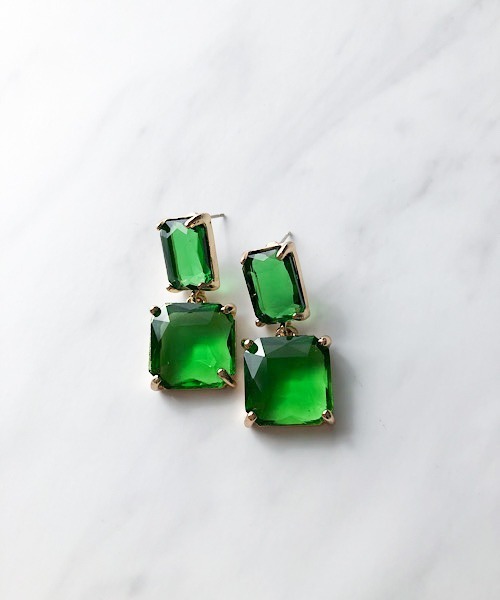 TIMELESS&THREE（タイムレスアンドスリー） ピアス クリアグリーン