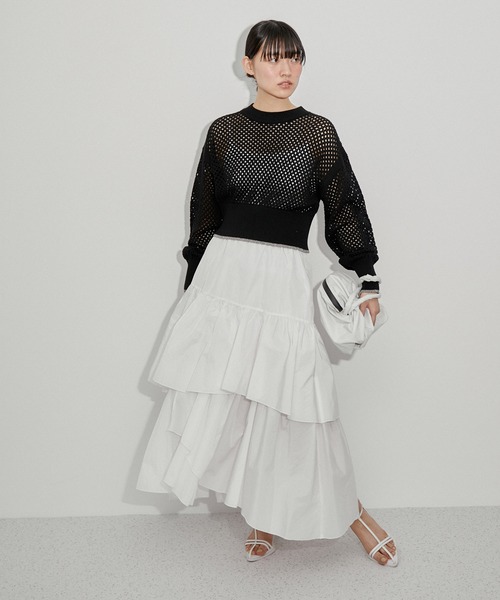 ❤︎即完売人気商品❤︎ADAM ET ROPE'　ハケプリントスカート・オフホワイト ❤︎即完売人気商品❤︎ADAM ET ROPE' ハケプリントスカート