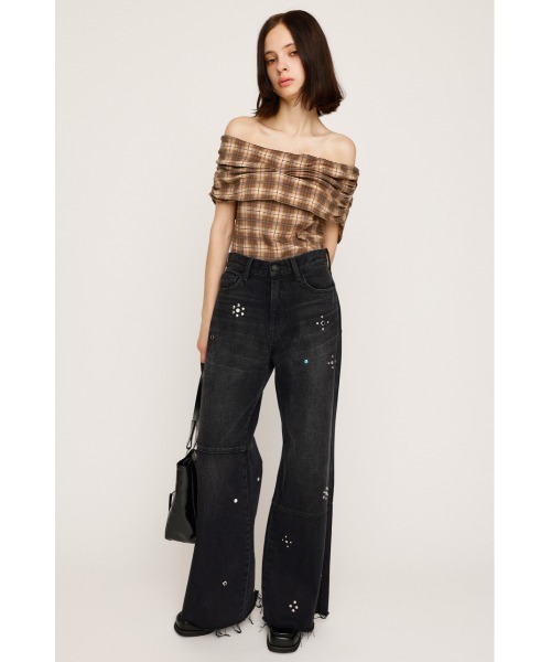 SLY（スライ） ジーンズ デニム デニムパンツ STUDS SEAM DESIGN FLARE