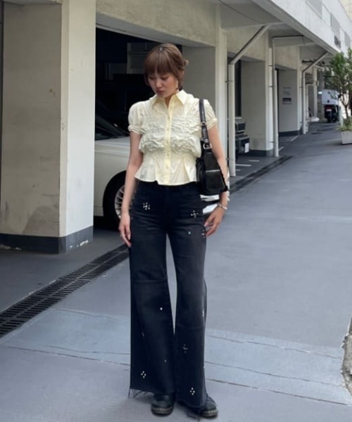 SLY（スライ） ジーンズ デニム デニムパンツ STUDS SEAM DESIGN FLARE