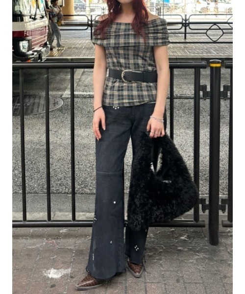 SLY（スライ） ジーンズ デニム デニムパンツ STUDS SEAM DESIGN FLARE