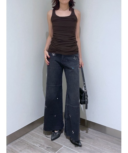 SLY ジーンズ デニム デニムパンツ STUDS SEAM DESIGN FLARE PT-E
