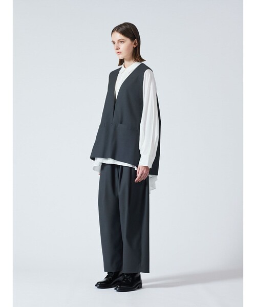 極美品✦ฺミズイロインド ディープVネック ワイド ベスト ジレ ネイビー mizuiroind（ミズイロインド） ベスト ジレ ディープVネックワイド