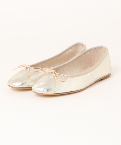 「SLOBE IENA」 フラットパンプス 24cm ゴールド レディース