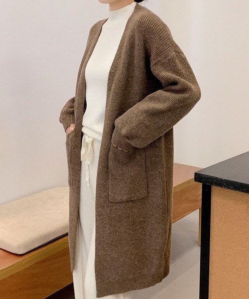 LOWO カーディガン ロング ニット カーディガン レディース : ZOZOTOWN