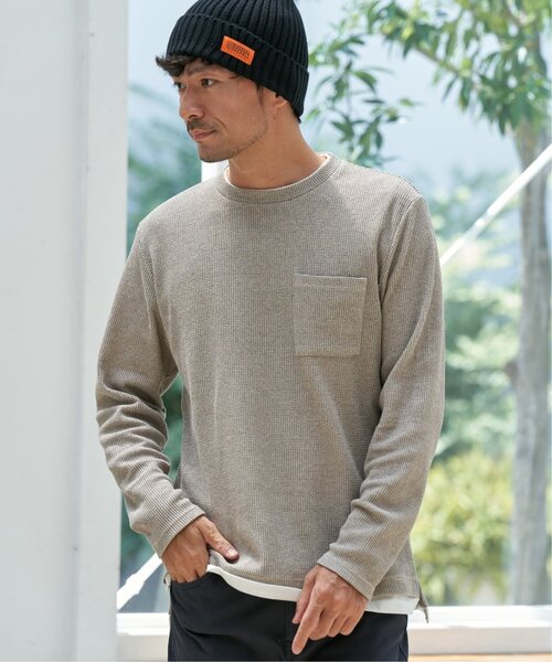 ikka(イッカ) tシャツ メランジワッフルポケフェイクロンT メンズ ikka(イッカ) tシャツ メランジワッフルポケフェイクロンT メンズ