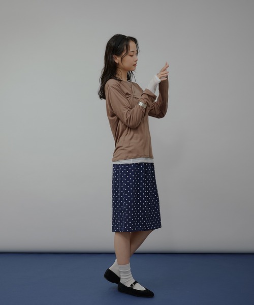 MUHET（ミュエータ） tシャツ sheer layered twist top / シアー