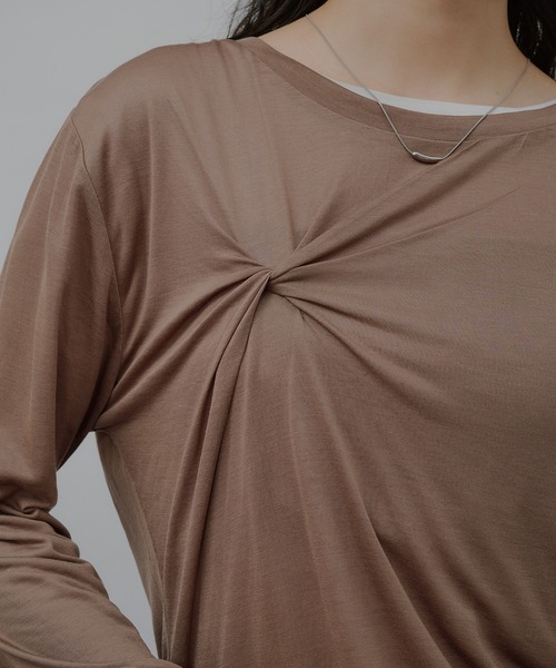 MUHET（ミュエータ） tシャツ sheer layered twist top / シアー