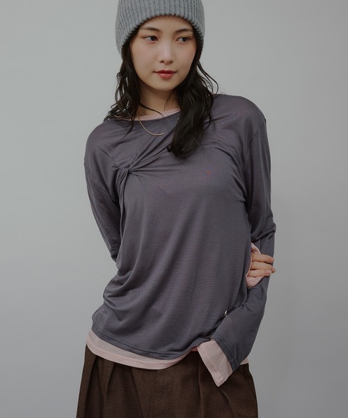 MUVEIL シアー レイヤード トップス MUHET（ミュエータ） tシャツ sheer layered twist top / シアー