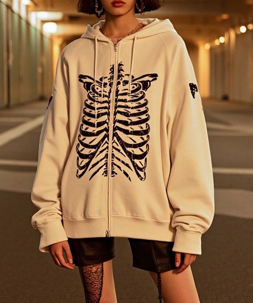 SITRY（シトリー） パーカー 裏起毛 Bone Print Hoodie with Devil's