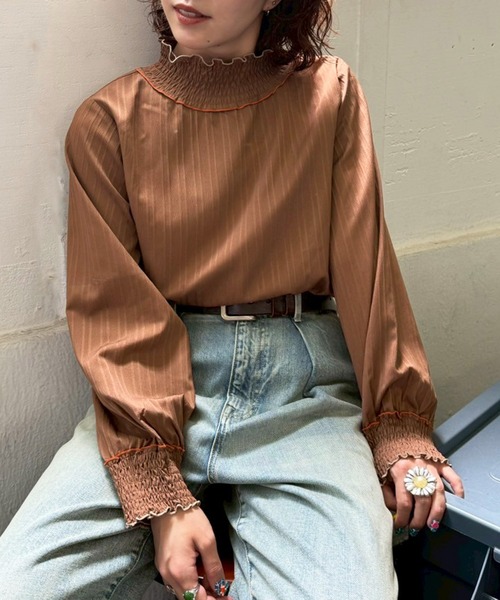 DOUBLE NAME（ダブルネーム） ブラウス シャツ 前後2WAYシャーリング