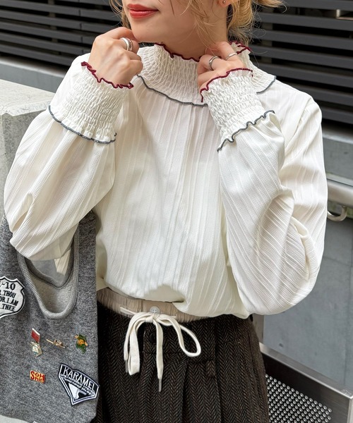 DOUBLE NAME（ダブルネーム） ブラウス シャツ 前後2WAYシャーリング