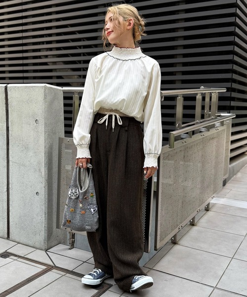 DOUBLE NAME（ダブルネーム） ブラウス シャツ 前後2WAYシャーリング