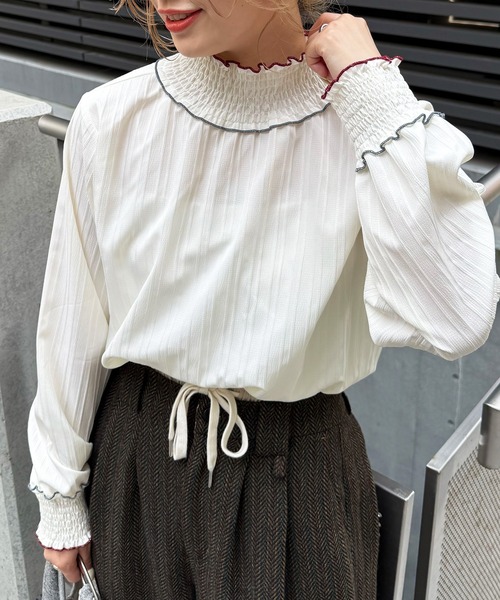 DOUBLE NAME（ダブルネーム） ブラウス シャツ 前後2WAYシャーリング