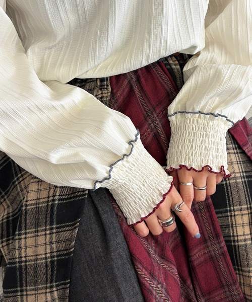 DOUBLE NAME（ダブルネーム） ブラウス シャツ 前後2WAYシャーリング