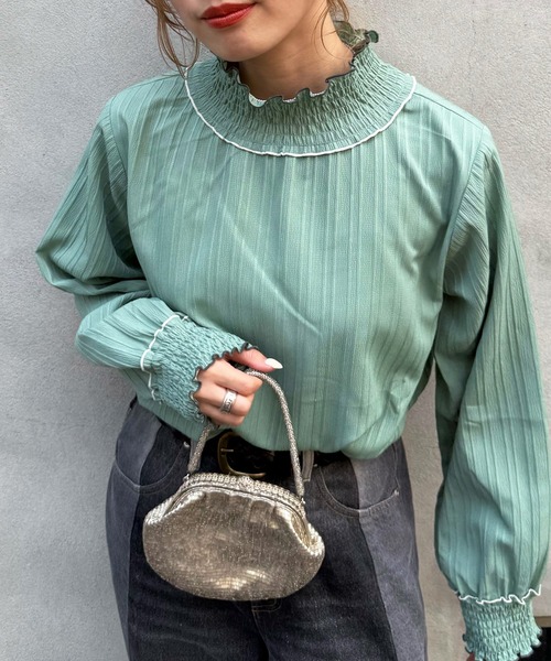 DOUBLE NAME（ダブルネーム） ブラウス シャツ 前後2WAYシャーリング