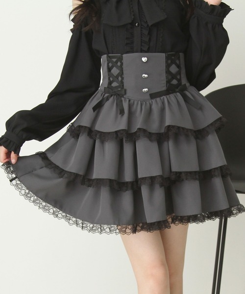 DearMyLove スカート フリルレースアップリボンスカート : ZOZOTOWN