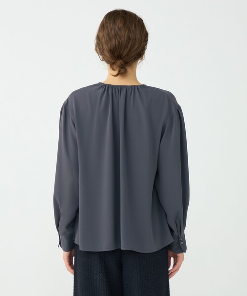 Ballsey（ボールジィ） ブラウス シャツ マットサテン ギャザーネック 
