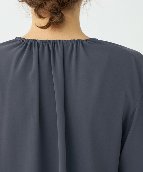 Ballsey（ボールジィ） ブラウス シャツ マットサテン ギャザーネック 