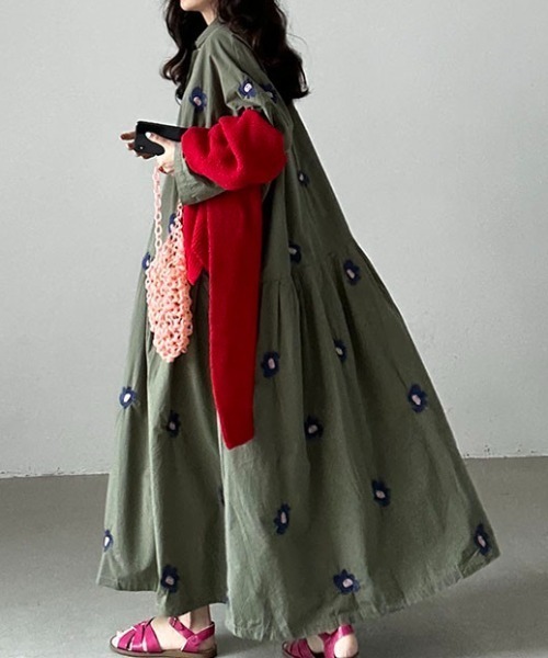 ワンピース フラワー柄刺繍シャツワンピース : ZOZOTOWN Yahoo!店