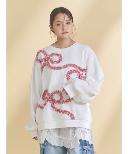 フリルホワイト　1点 ◇受注商品◇アリス風編み上げドレスワンピース：白×白フリル×白パール