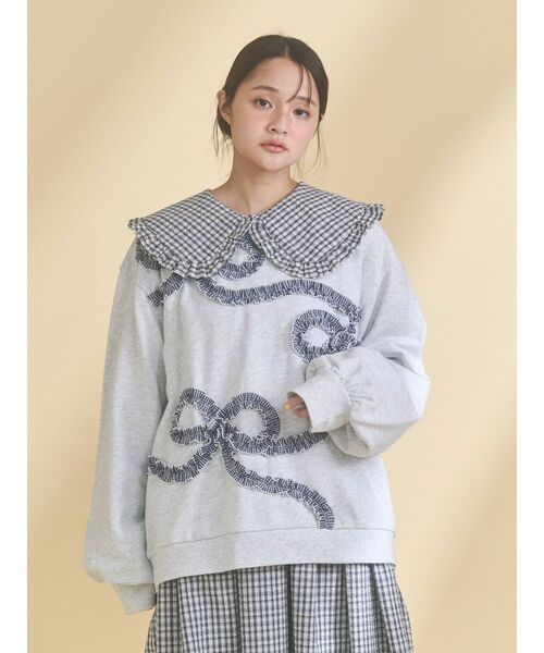 merry jenny 新品 ライトグレー miffy historyトレーナー merry jenny（メリージェニー） トレーナー スウェット くるくるリボン