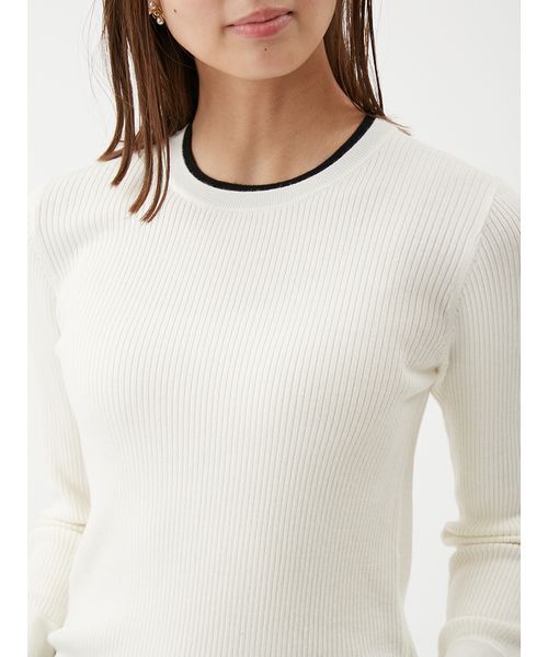 【新品未使用】Mila Owen ニット　白　フリーサイズ Mila Owen（ミラオーウェン） ニット セーター バイカラーリブニット