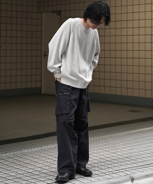 「WYM LIDNM」 長袖ニット L ベージュ メンズ_画像2