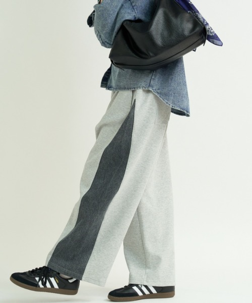 A.D.C.L. スウェットパンツ ジャージ デニム切替 ダンボールスウェット