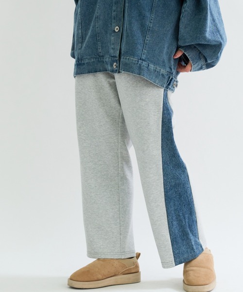 A.D.C.L. ワイドパンツ スウェットパンツ ジャージ デニム切替